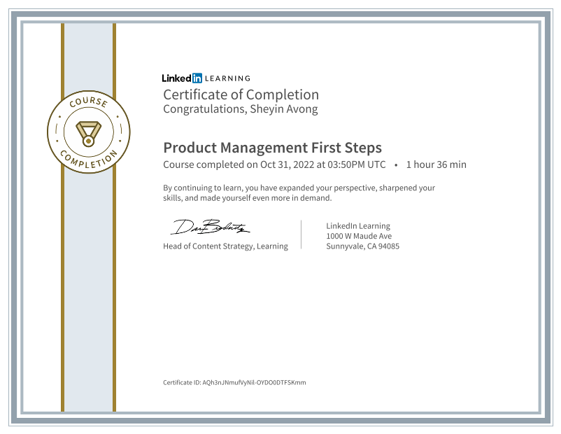 Product Management certificate